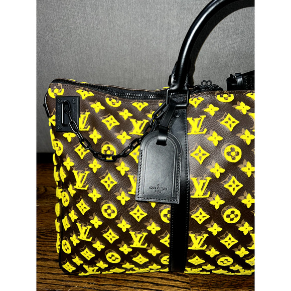 Louis Vuitton Keepall Triangle Bandouliere 50 Tuffetage Yellow Duffle Travel Bag - Picture 4 of 11